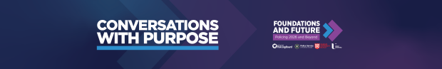 A graphic with the title of the event